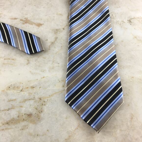 ALEXANDER JULIAN, COLOURS, POLYESTER BLUE TAN, REGIMENT TIE - Picture 9 of 14